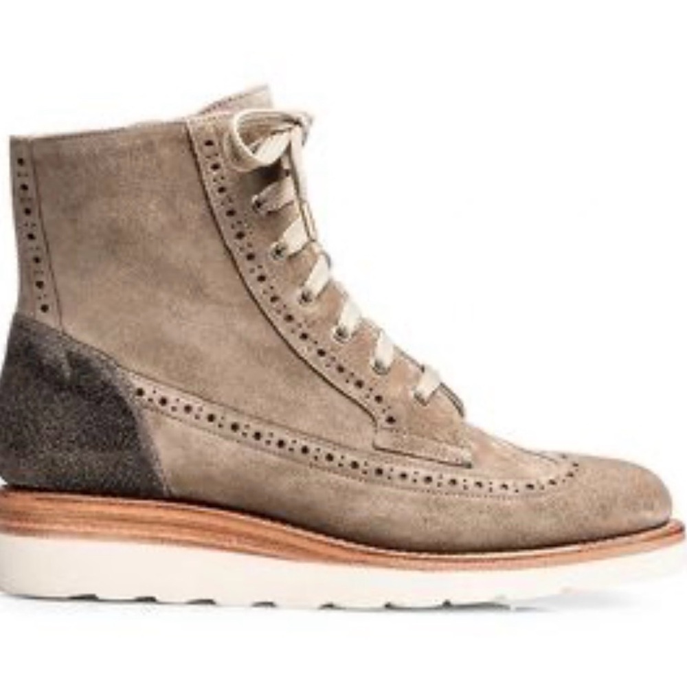 The Office of Angela Scott Mr. Harrison Neutral Lace Up Suede Boots Size 37.5 - Picture 5 of 17